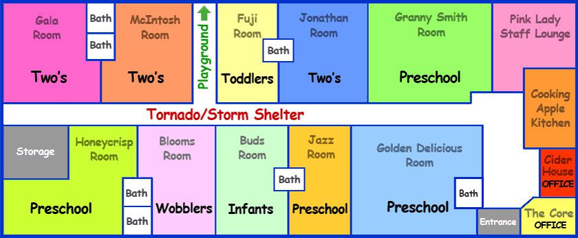 Layout of the building with tornado/storm shelter